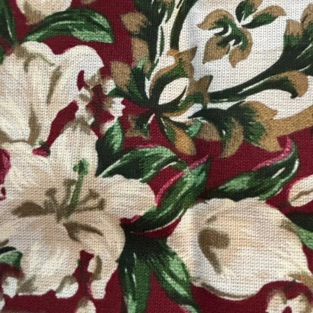 Retro 1980’s cloth napkins set of 4 in burgundy red & white lily brocade finish